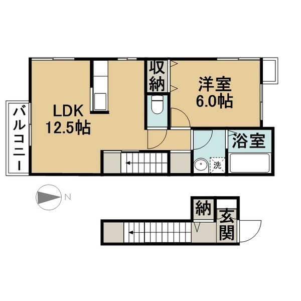 【一宮市古金町のアパートの間取り】