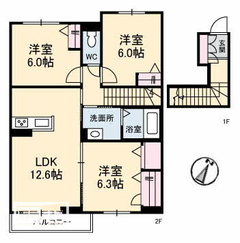 もみじコートB棟の間取り