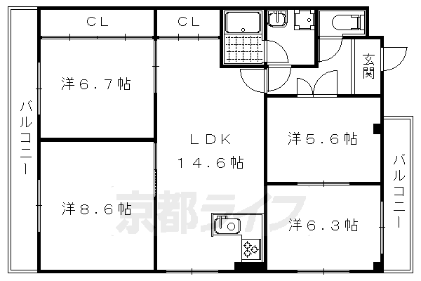 ルシェール西院の間取り