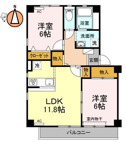 徳島市佐古二番町のマンションの間取り