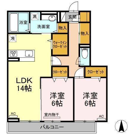 松山市福音寺町のアパートの間取り