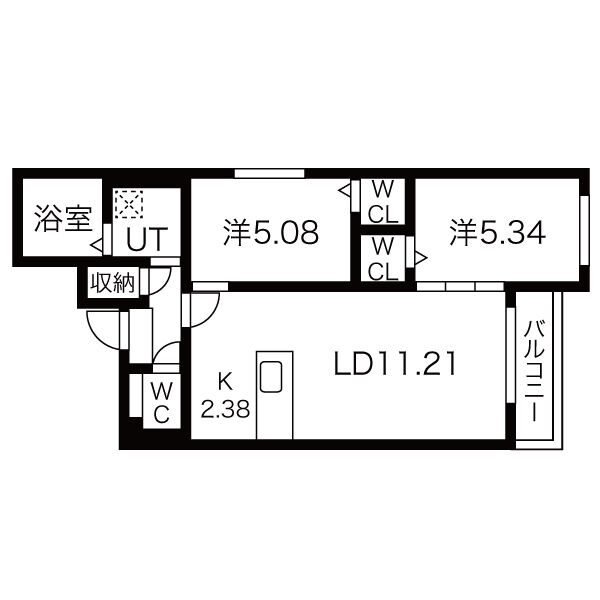 札幌市北区北二十一条西のマンションの間取り