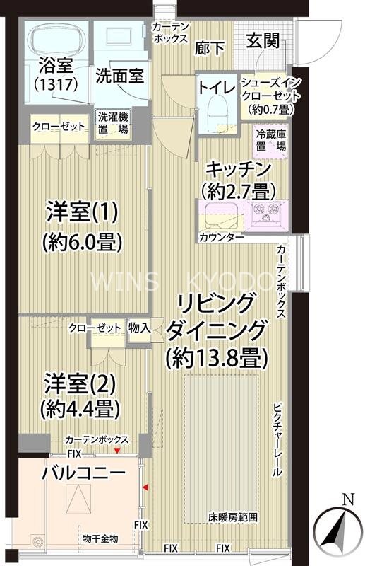 世田谷区砧のマンションの間取り