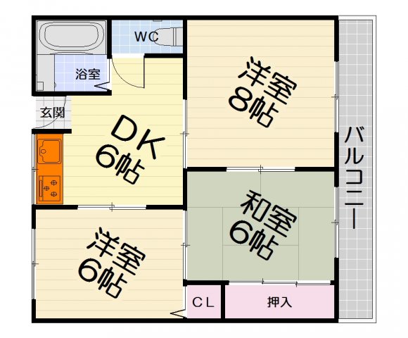 泉大津市森町のマンションの間取り