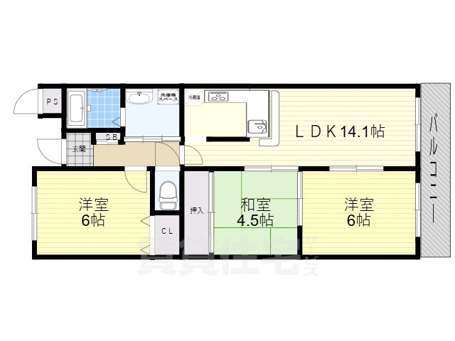 宇治市木幡のマンションの間取り