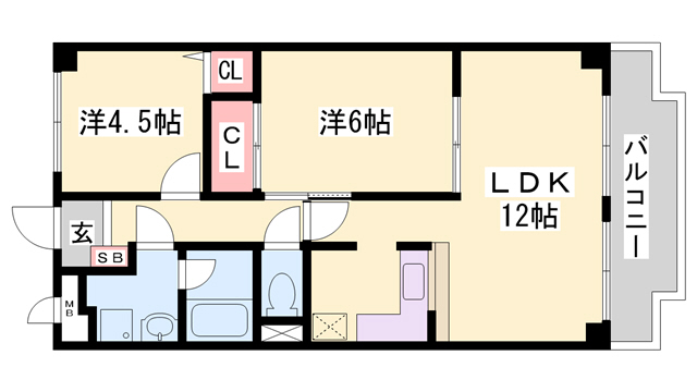 山陽電鉄本線 東二見駅 徒歩6分 4階建 築30年の間取り写真