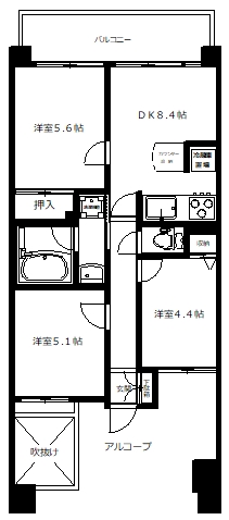 大田区本羽田のマンションの間取り