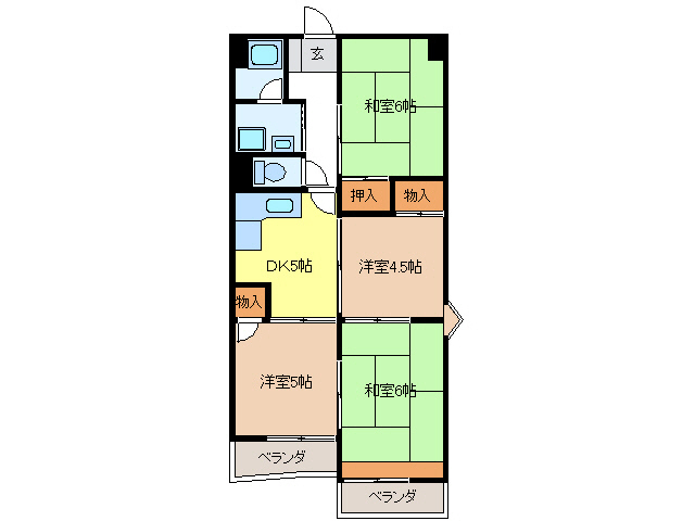 岐阜市早田東町のマンションの間取り