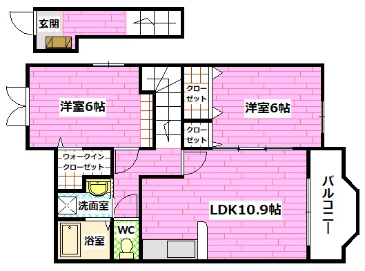 安芸郡熊野町城之堀のアパートの間取り