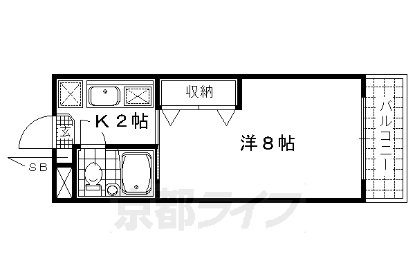 京都市右京区太秦中筋町のマンションの間取り