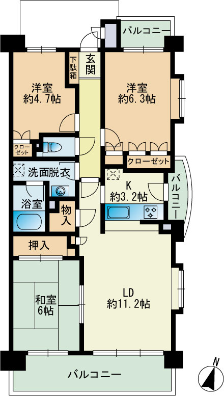 鳥飼パークホームズ５０３の間取り