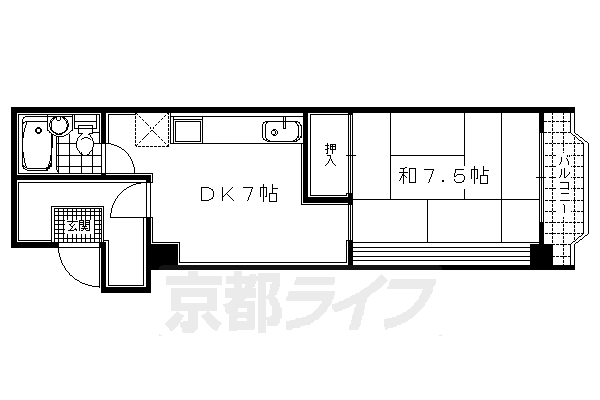 京都市上京区亀屋町のマンションの間取り