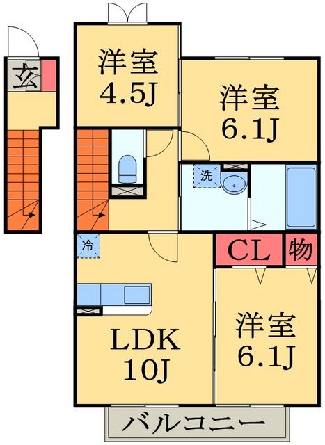 千葉市緑区おゆみ野のアパートの間取り