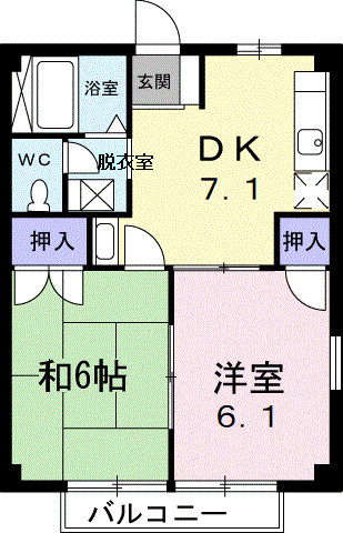 ＰａｒｋＦｅｒｒｙ雨の宮　Ａの間取り