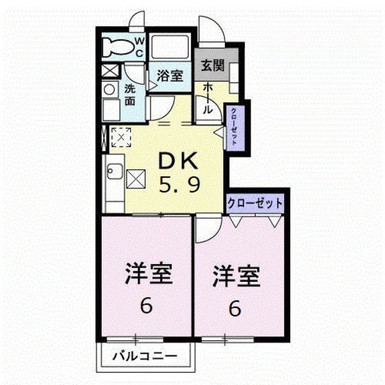広島市佐伯区五日市町大字皆賀のアパートの間取り