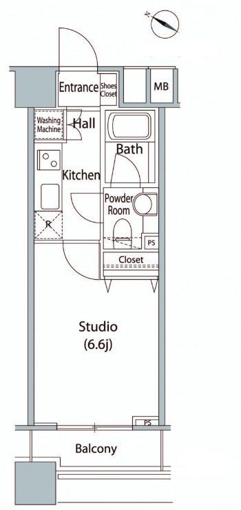 新宿区西新宿のマンションの間取り