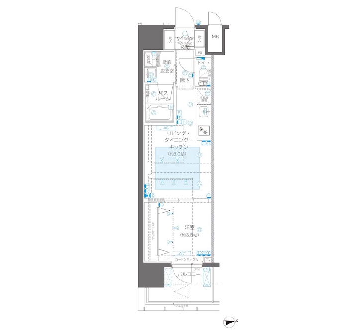 新宿区新宿のマンションの間取り