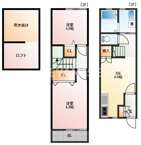 長崎市木鉢町のアパートの間取り