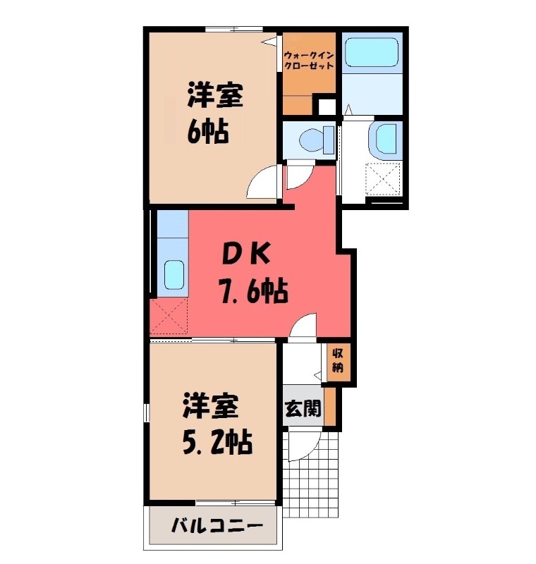 伊勢崎市西久保町のアパートの間取り