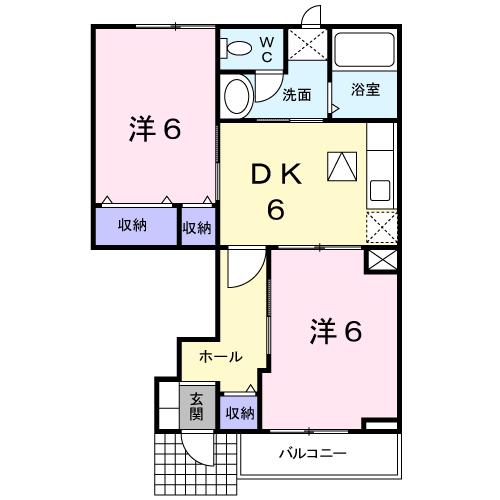 福山市瀬戸町大字地頭分のアパートの間取り