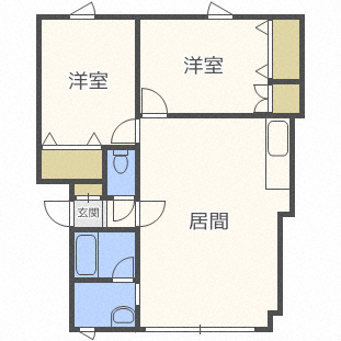 札幌市東区北七条東のアパートの間取り