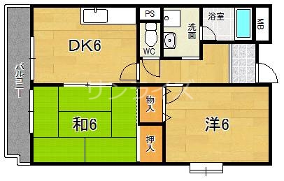 東大阪市森河内東のマンションの間取り