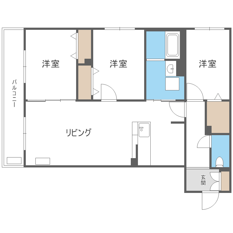 札幌市西区発寒十五条のマンションの間取り