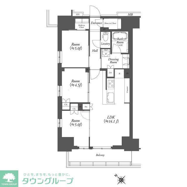 横浜市中区伊勢佐木町のマンションの間取り