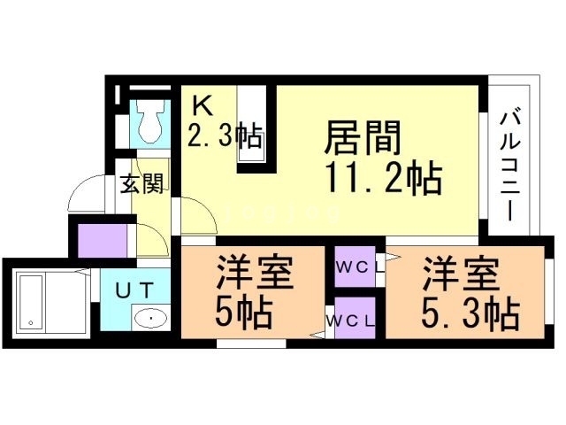 札幌市北区北二十一条西のマンションの間取り