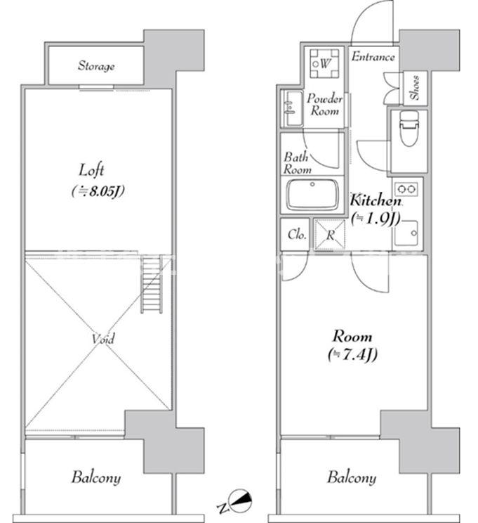 港区海岸のマンションの間取り