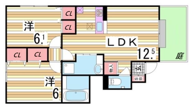 神戸市北区鈴蘭台西町のアパートの間取り