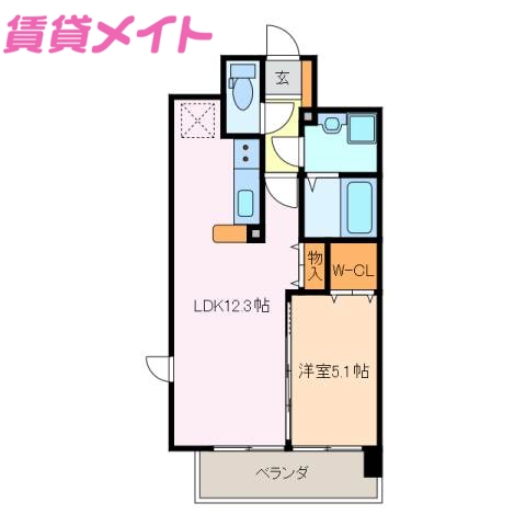 松阪市市場庄町のマンションの間取り