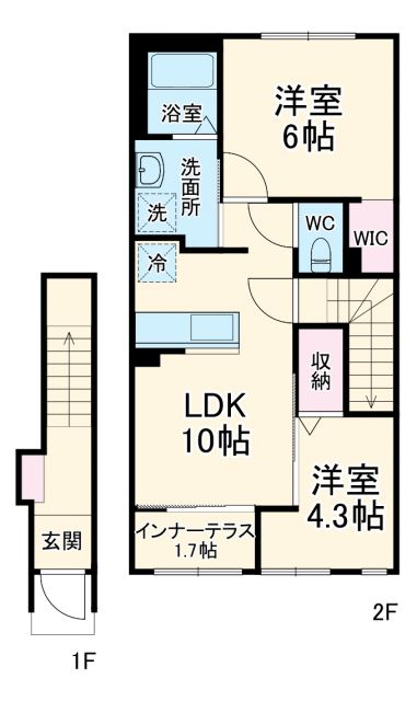 山武市成東アパートＡ棟新築工事の間取り