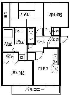 高松市松縄町のアパートの間取り