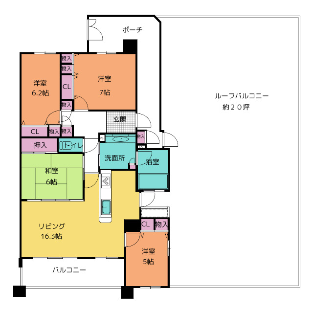 四日市市南浜田町のマンションの間取り