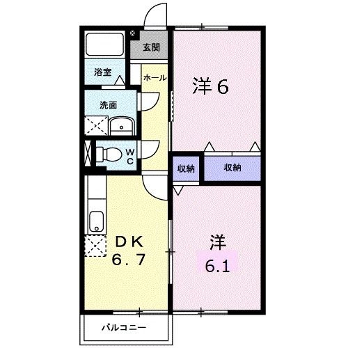 高松市香川町川東上のアパートの間取り