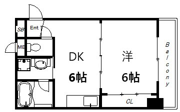 【神戸市灘区箕岡通のマンションの間取り】