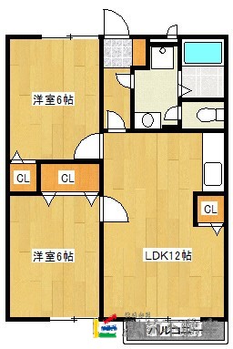 筑紫野市光が丘のアパートの間取り