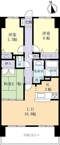 レヴィールひたち野フロントステージ３０４号室の間取り