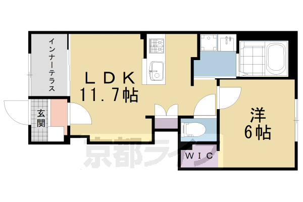 京都市北区西賀茂北川上町のアパートの間取り