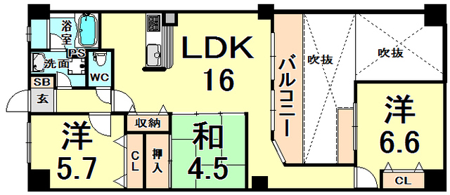 伊丹市伊丹のマンションの間取り