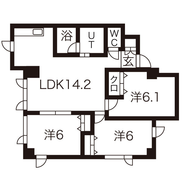 札幌市白石区平和通のマンションの間取り