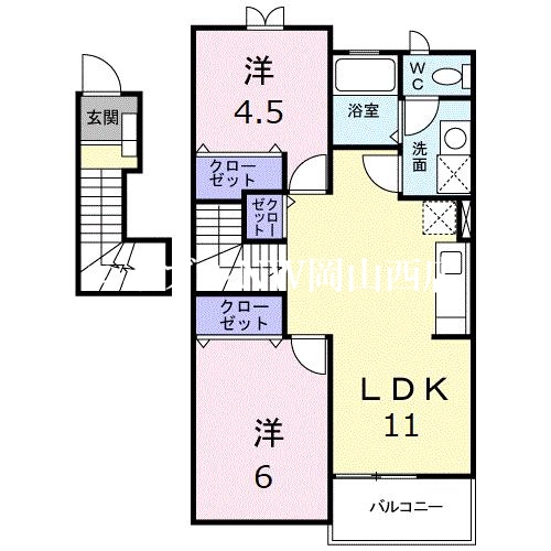 岡山市北区御津野々口のアパートの間取り