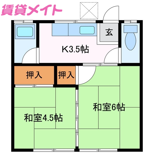 鈴鹿市算所のアパートの間取り