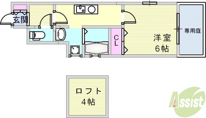 神戸市長田区寺池町のアパートの間取り