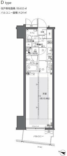 新宿区西新宿のマンションの間取り