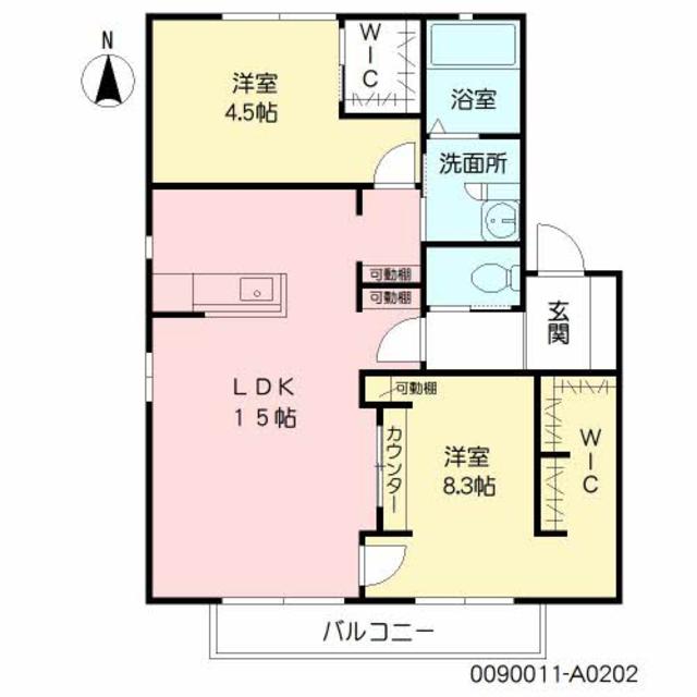 ユニゾン上富野　Ａ棟の間取り