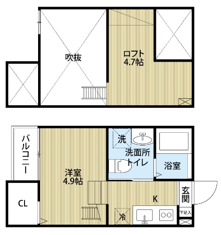 名古屋市瑞穂区内浜町のアパートの間取り