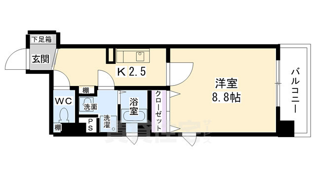 京都市中京区柳水町のマンションの間取り