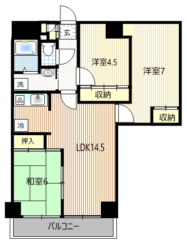 川口市芝中田のマンションの間取り